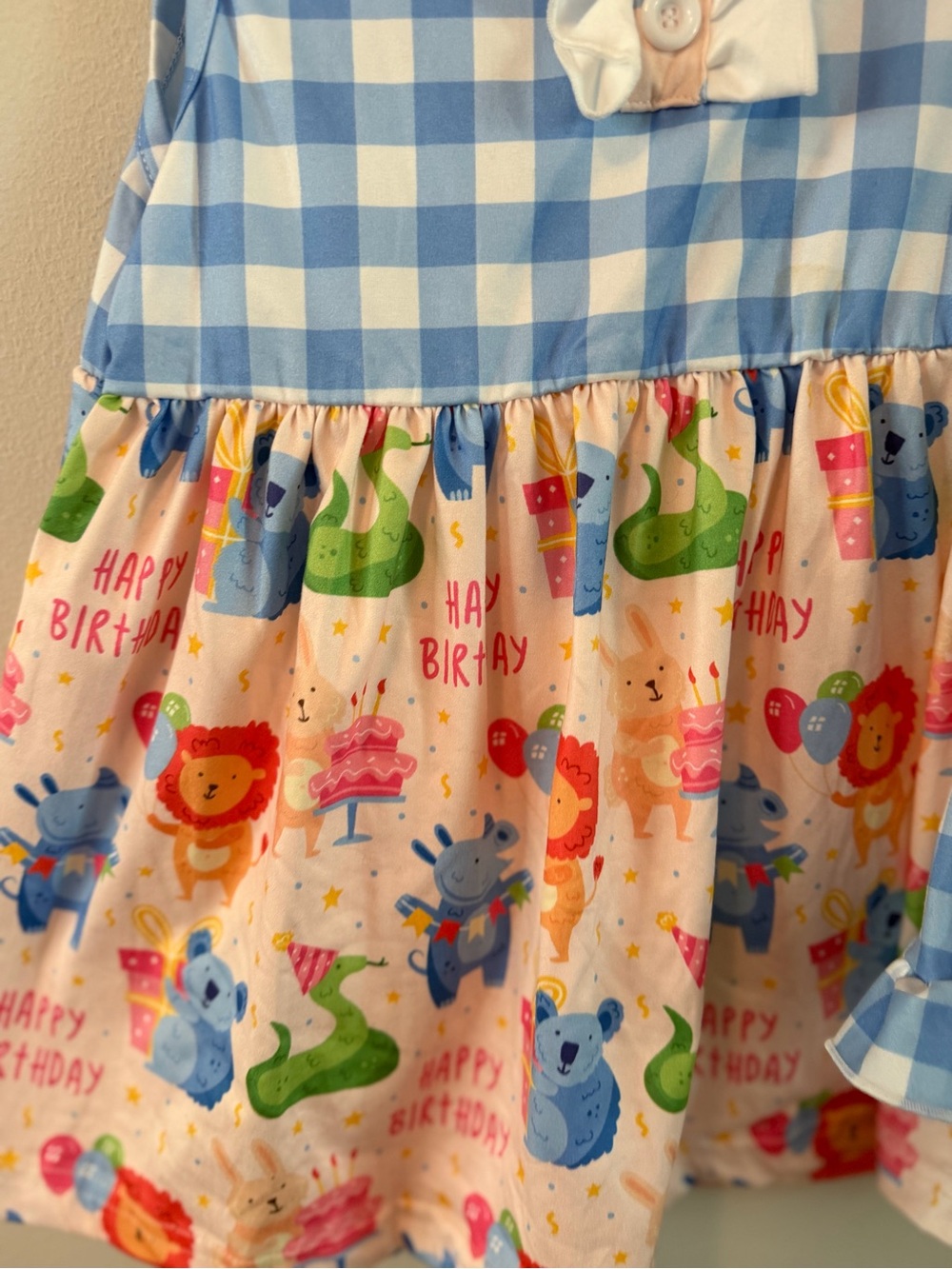 Marie Nicole Blue Gingham Birthday Dress & Ruffle Shorts Set - Picture 3 of 6
